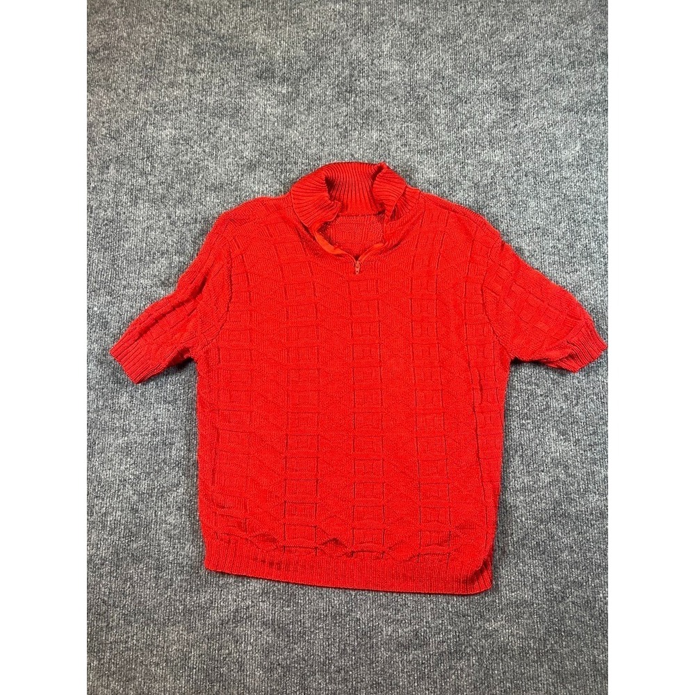 Vintage‎ Handmade Womens Short Sleeve Pull Over Sweater Red Knit